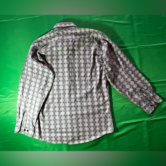 Club Room  Marco Polo .Dress Shirt Mens Medium 15-15 1/2 Beige & Green - Picture 8 of 16